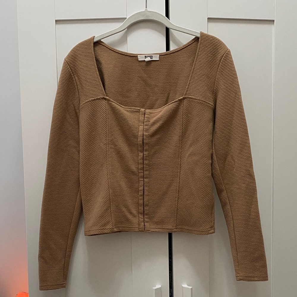 BB Dakota Tan Long Sleeve Blouse
